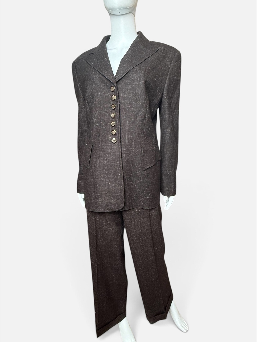 Vintage Escada Wool Linen Suit Size 44 US 14 pristine